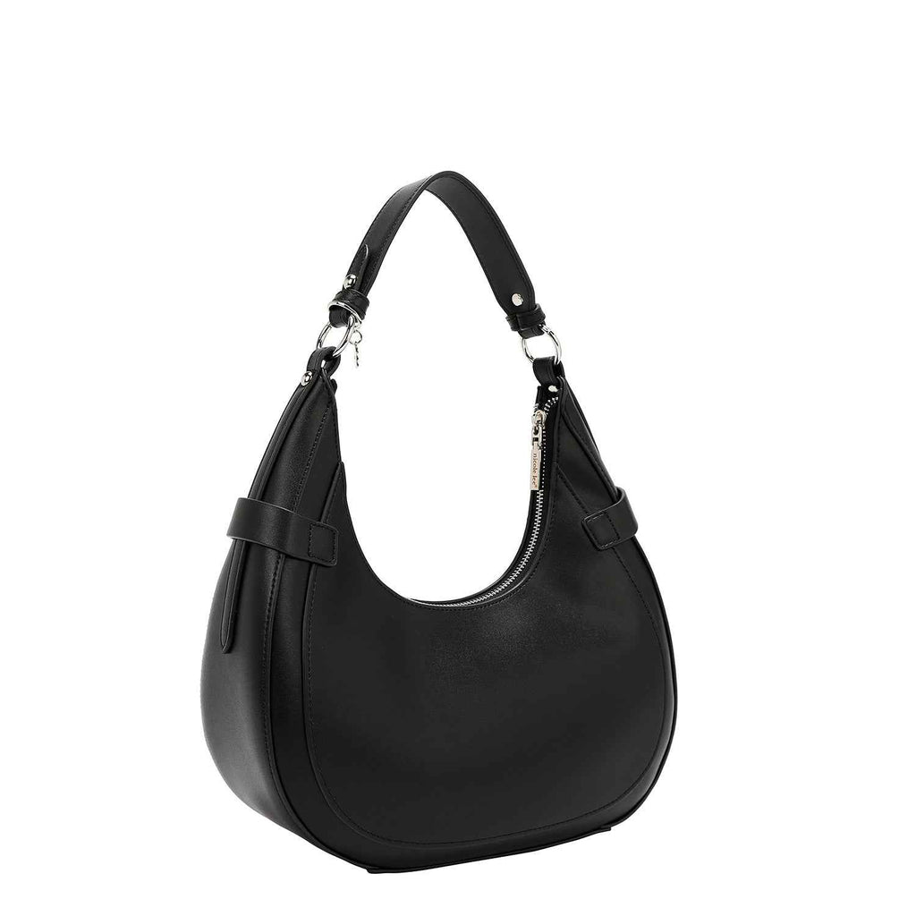 BOLSO DE HOMBRO CON RECORTE GEOMÉTRICO (NEGRO)