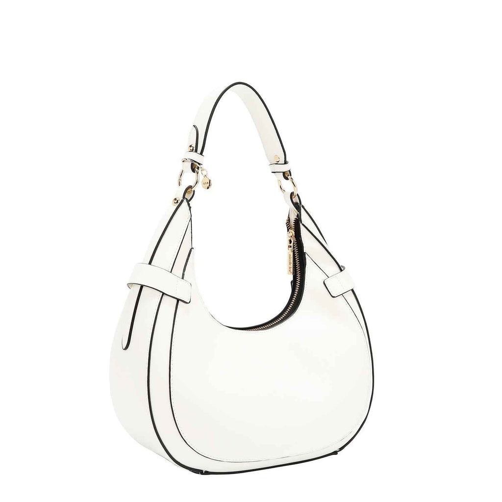 BOLSO DE HOMBRO CON RECORTE GEOMÉTRICO (BLANCO)