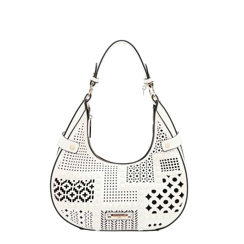 BOLSO DE HOMBRO CON RECORTE GEOMÉTRICO (BLANCO)