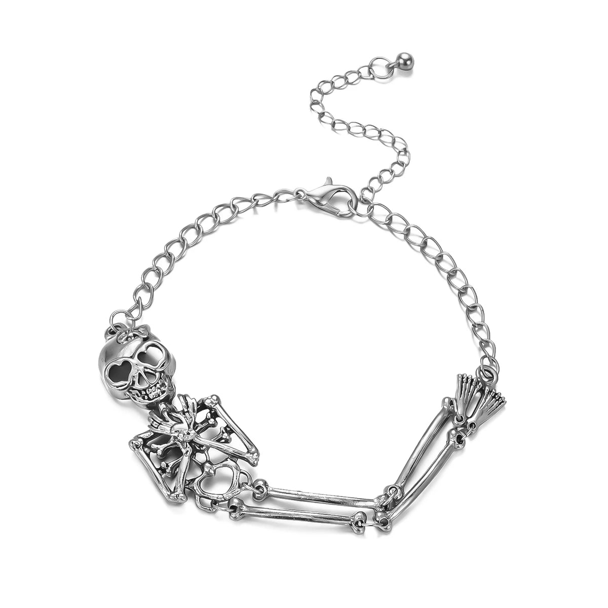 💀 Pulsera Gótica Mano de Esqueleto y Calavera Vintage | Brazalete Halloween