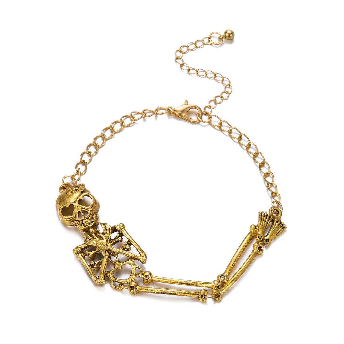 💀 Pulsera Gótica Mano de Esqueleto y Calavera Vintage | Brazalete Halloween