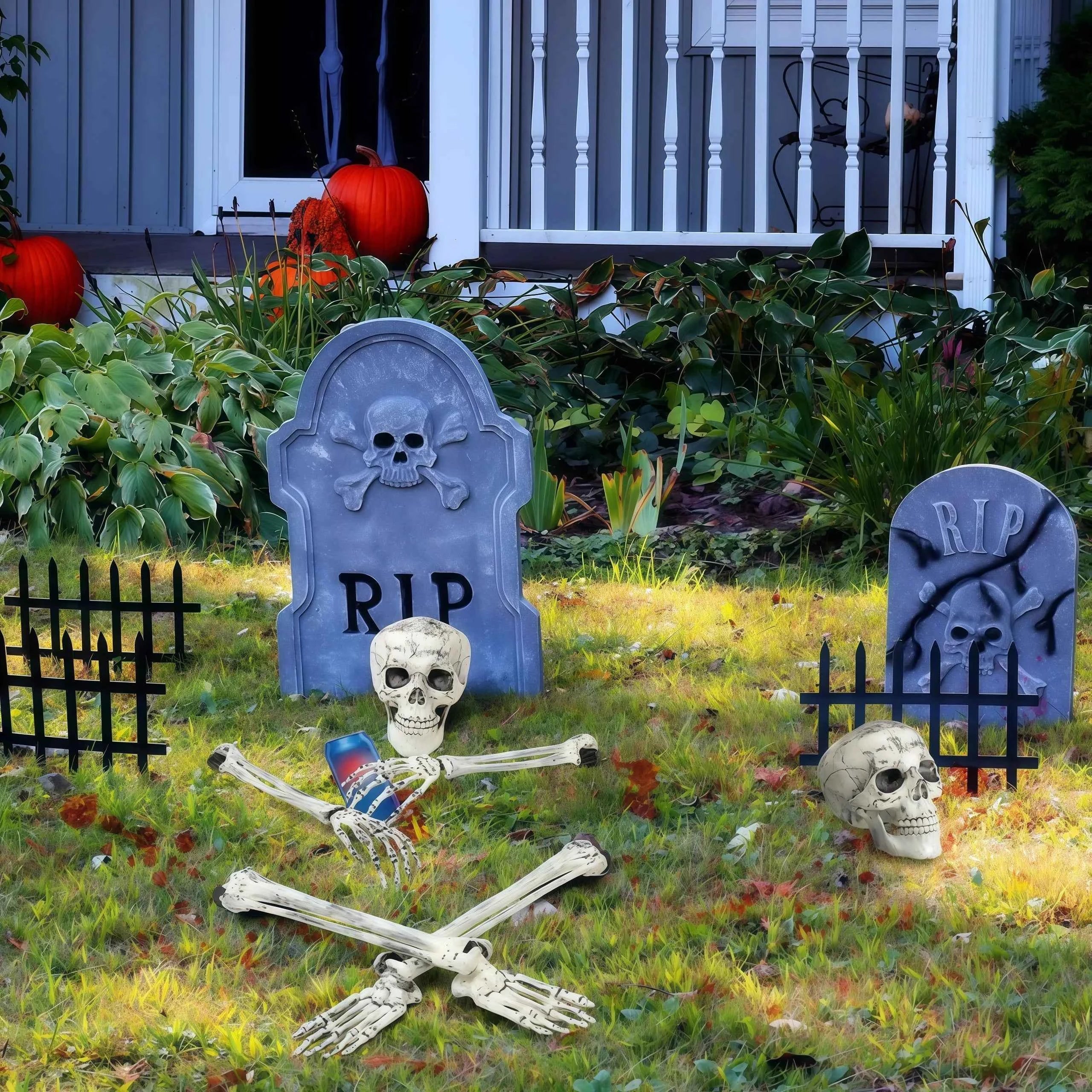 Estacas de Esqueleto para Halloween – Decoración Espeluznante para Jardín