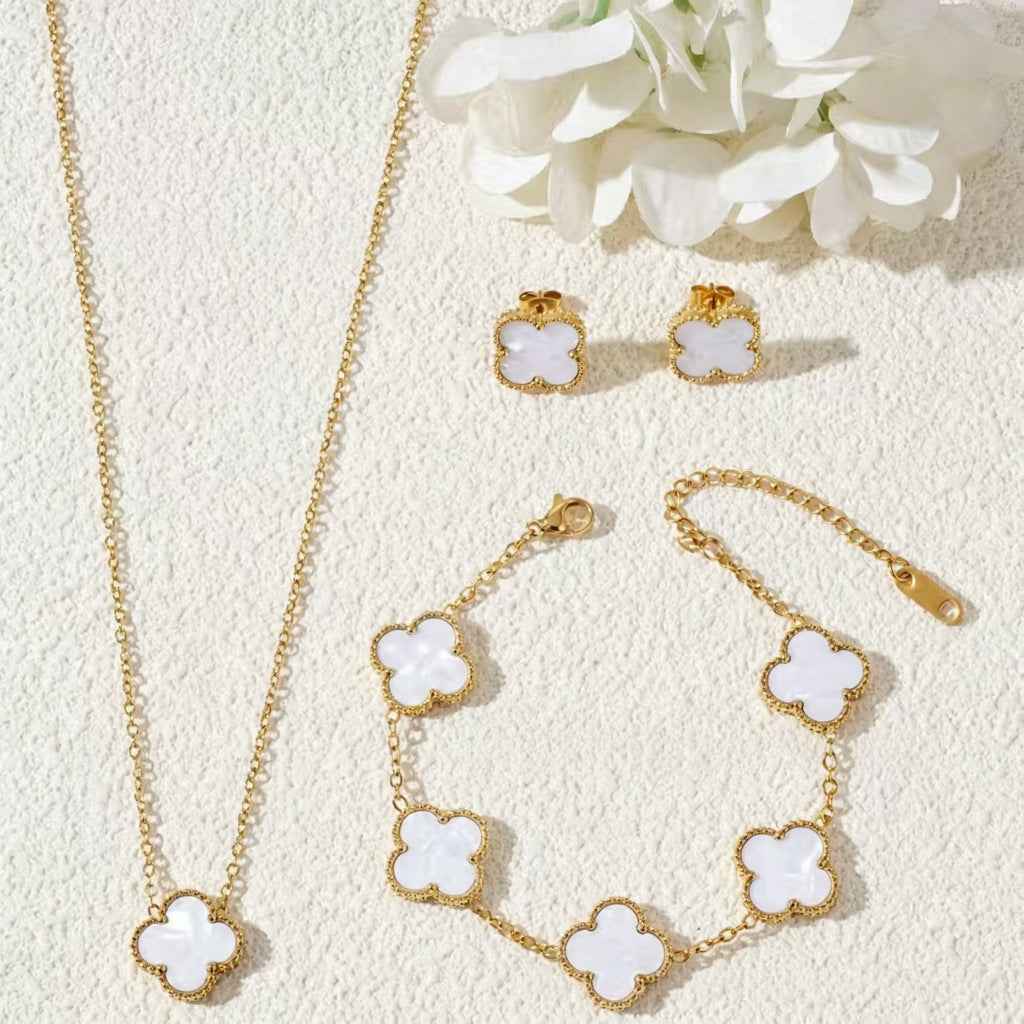 Set de Joyería de Acero Inoxidable con Trébol de Cuatro Hojas