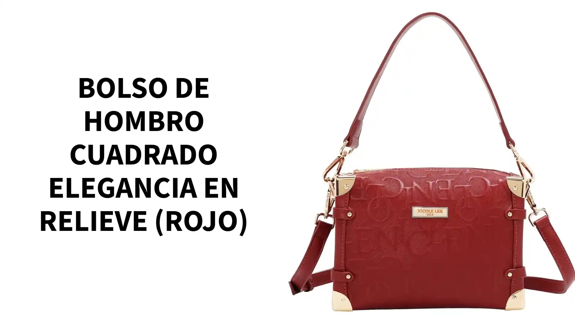 BOLSO DE HOMBRO CUADRADO ELEGANCIA EN RELIEVE (ROJO) by@Outfy